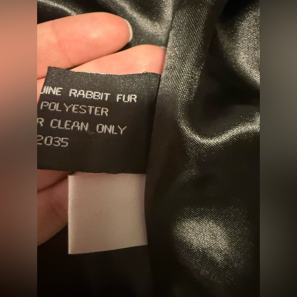 Genuine Rabbit Fur Black and Tan Teddy Jacket with Plush Texture and High Collar - Picture 8 of 11